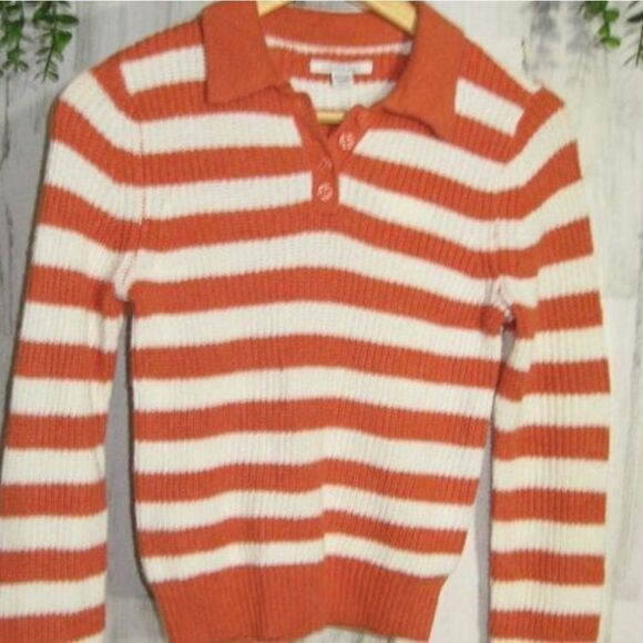 American Eagle Sweater Collared sweater in orange stripe - Picture 6 of 6